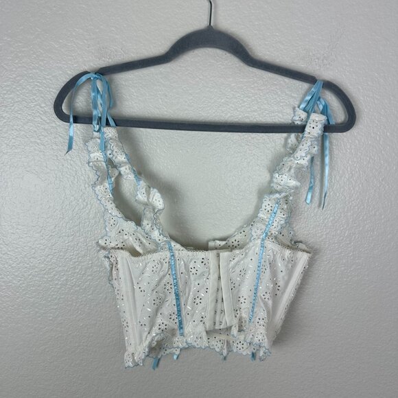For Love & Lemons for Victoria's Secret Eyelet Swirl Bustier Bra M White Feminin - Picture 7 of 12
